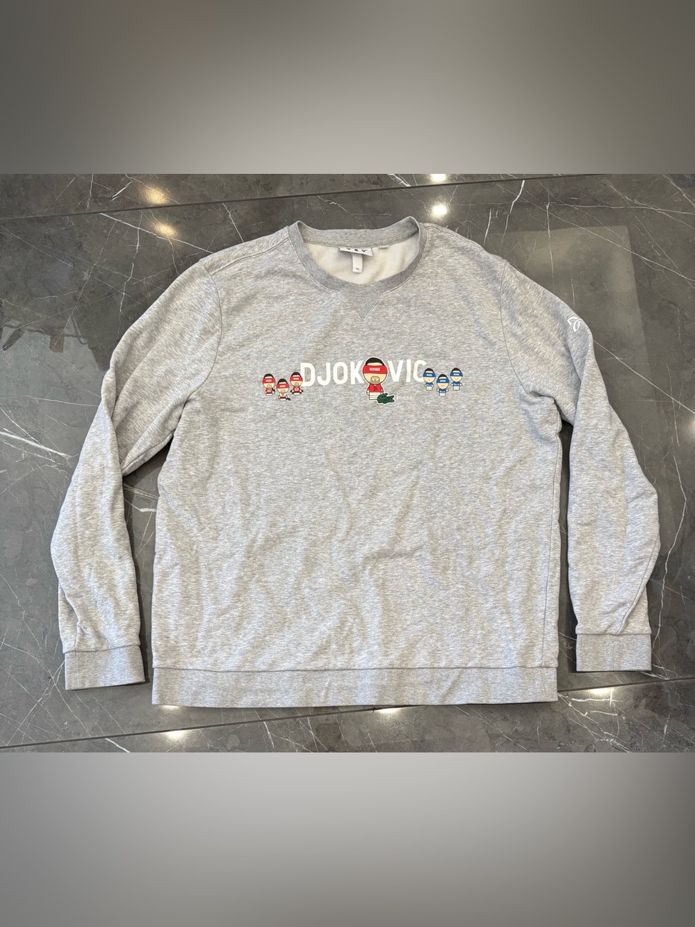 Lacoste Novak Djokovic YSY Gray Tennis Crewneck Sweatshirt Size XXL Youssef Sy